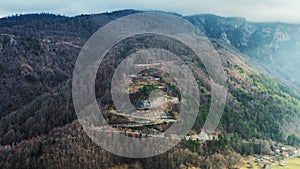 Winding road down a hill