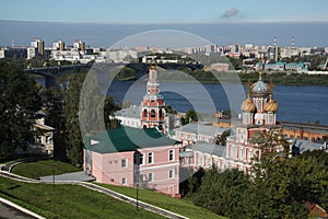 Stroganov church and Volga in Nizhny Novgorod