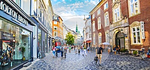 Stroget shopping street in Copenhagen old town, Denmark