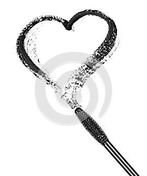 Stroke of black mascara in the form of heart