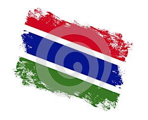 Stroke brush painted flag of gambia on white background