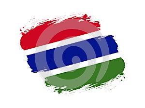 Stroke brush textured flag of gambia on white background
