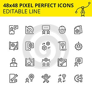 Stroke icons for engineering processes vector image