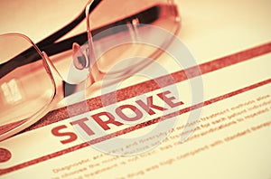 Stroke. Medicine Concept on Red Background. 3D Illustration. photo