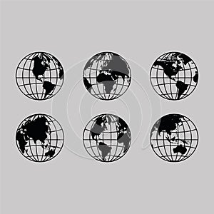 Stroke World Globe - Stroke world globe set icon photo