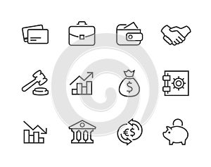 Stroked Financial icons set.