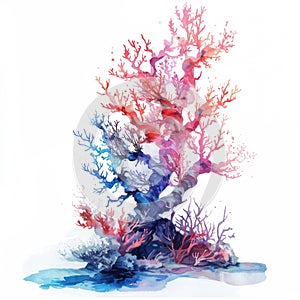 strokes to create an abstract underwater scene with coral formations