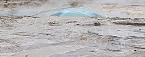 Strokkur geyser eruption. Geysir geyser view, Iceland