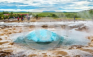 Strokkur geyser about to erupt