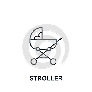 Stroller icon from baby things collection. Simple line element Stroller symbol for templates, web design and