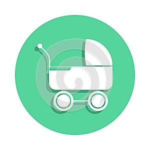 stroller icon in badge style. One of toys collection icon can be used for UI, UX