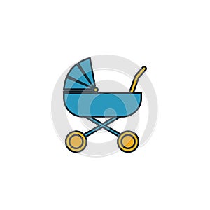 Stroller icon outline style. Creative thin design from baby things icon collection. Pixel perfect simple stroller icon. Web design