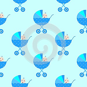 Stroller kid seamless pattern vector