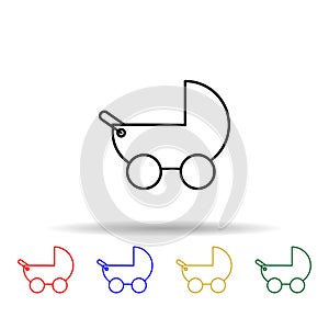 stroller multi color style icon. Simple thin line, outline vector of web icons for ui and ux, website or mobile application