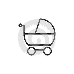 Stroller, pram line icon, outline vector sign, linear style pictogram isolated on white.