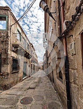 Strolling through the medieval streets of Tui. Tourism in Galicia. The most beautiful spots in Spain