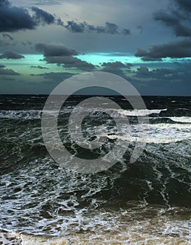 Strom ocean clouds wave danger