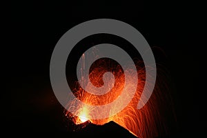 Stromboli erupts at night