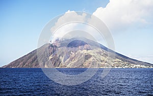 Stromboli volcano and sea