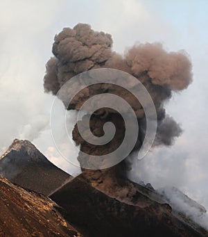 Strombolian eruption at daytime