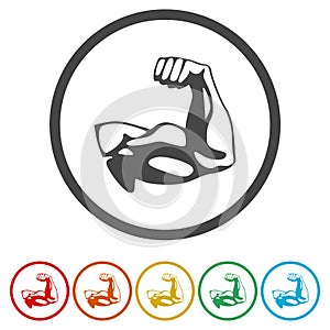 Strong Arm Silhouette icons set - Illustration