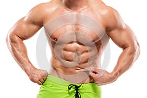 Strong Athletic Man Fitness Model Torso showing abdominal muscle