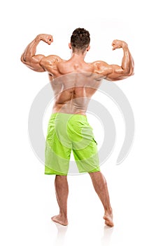 Strong Athletic Man Fitness Model Torso showing big back muscles