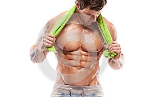 Strong Athletic Man Fitness Model Torso showing six pack abs.