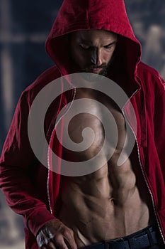 Strong Athletic Man Fitness Model Torso showing six pack abs.