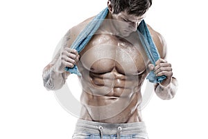 Strong Athletic Man Fitness Model Torso showing six pack abs.