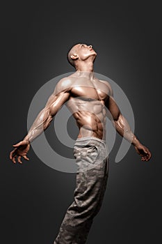 Strong Athletic Man Fitness Model Torso showing six pack abs.