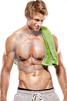 Strong Athletic muscle Man with towel