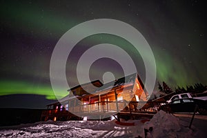 Strong Aurora over sky at Fairbanks, Alaska