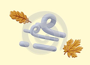 Strong autumn wind blows yellow fallen leaves. Weather vector concept in cartoon style