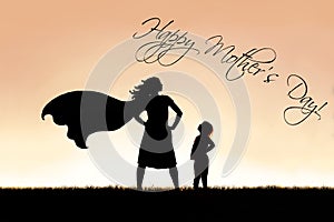 Strong Beautiful Caped Super Hero Woman Silhouette Isolated Agai