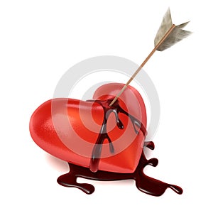 Strong bleeding heart with arrow. photo