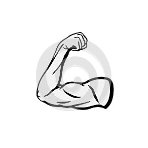 Strong Bodybuilder Biceps Flex Arm Vector Icon photo