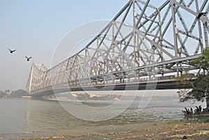 A strong bridge made of alloy steel over a river
