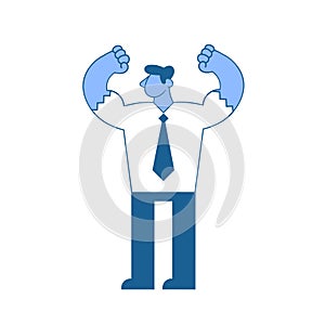 Strong businessman showing bicepses. Leadership, self-confidence. Concept vector illustration isolated on white