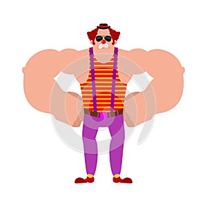 Strong Clown. Serious funnyman. Powerful harlequin. Vector illustration photo