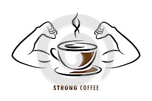 Strong coffee with muscular arms