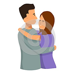 Strong couple embrace icon cartoon vector. Cute romantic emotion