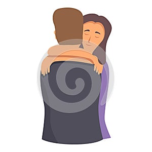 Strong couple embrace icon cartoon vector. Lovely adult