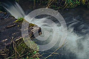 Strong current and splashing water