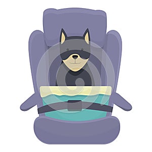 Strong dog seat icon cartoon vector. Car travel