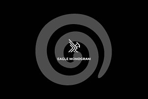 Strong Eagle Hawk Falcon Bird Monogram Logo Design Vector