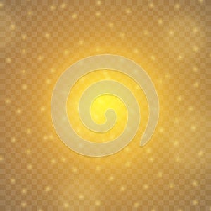 Strong effect of light and dust. Festive background, new year.