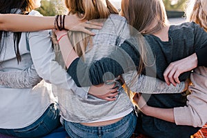 Strong female friendship. Happy pastime outside