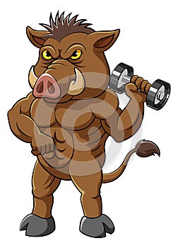 A strong ferocious boar bodybuilder