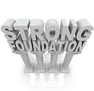 Strong Foundation Words on Granite Marble Columns photo